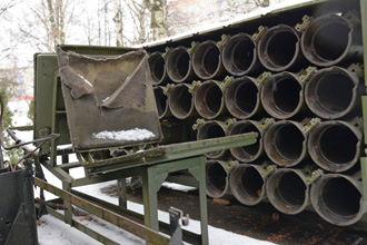 Боевая машина 9П138 реактивной системы залпового огня 9К55 «Град-1», Выставочный комплекс образцов военной техники в сквере «Пионерский», Пенза