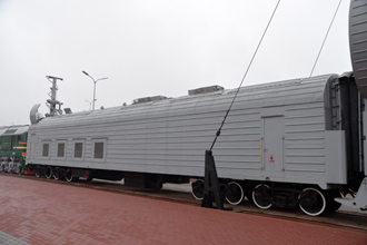 Боевой железнодорожный ракетный комплекс с ракетой РТ-23, Музей железных дорог России, Санкт-Петербург